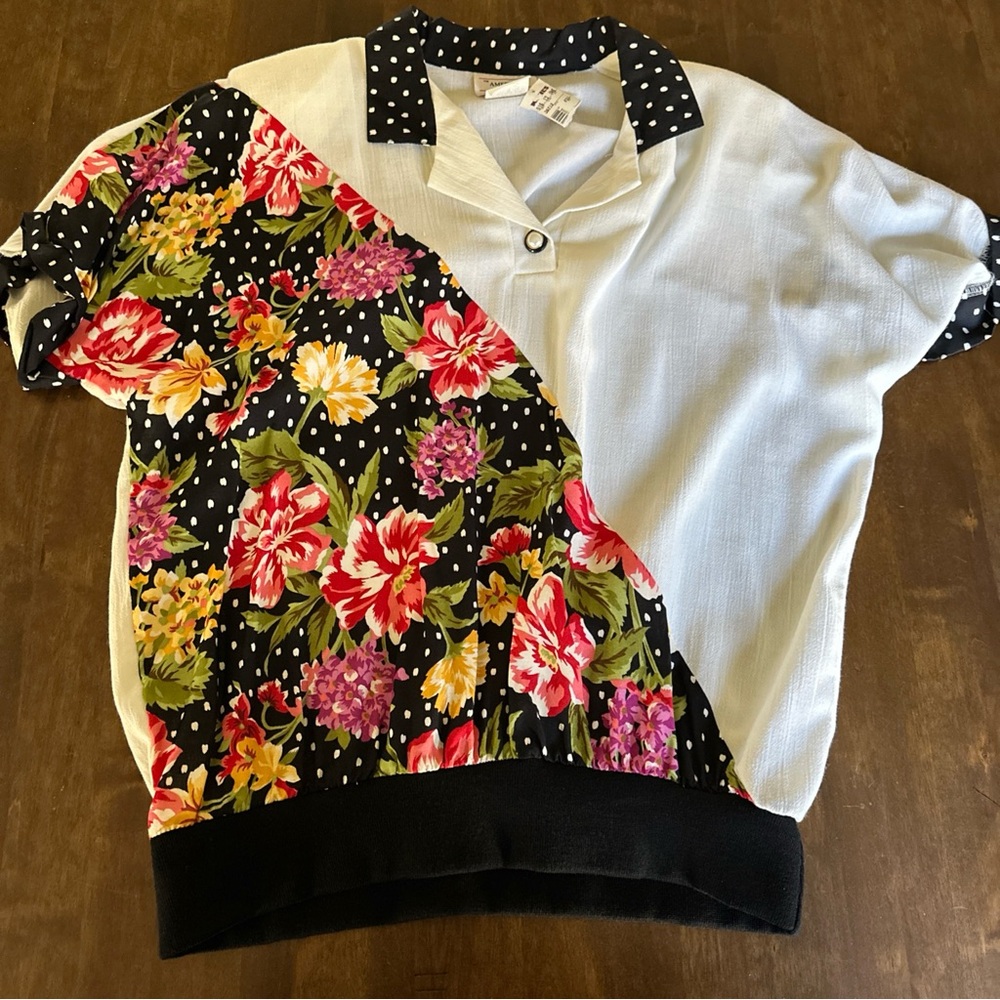 Vintage New 80s Blouse Granny Grandma 1980s Mom Grandmacore Retro Size 16 Floral